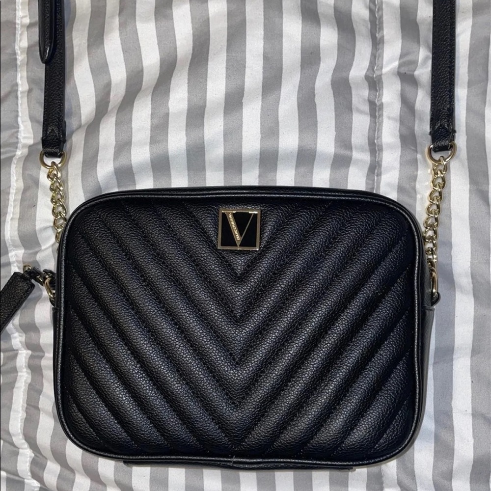 Victoria Secret Black V Quilt Crossbody